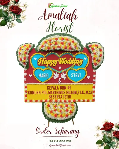 Karangan Papan Bunga Pernikahan di Cipari